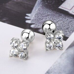 Moissanite 925 Sterling Silver Four-Leaf Clover Shape Earrings